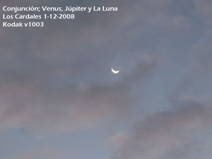 La Luna, Venus y Jpiter