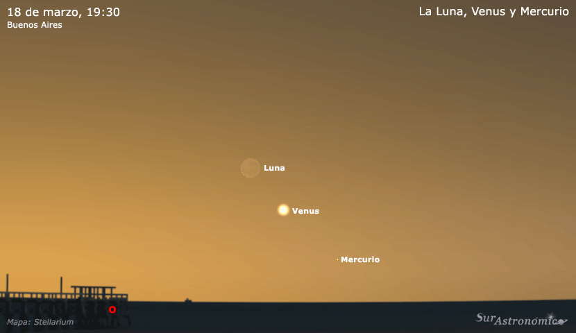 La Luna, Venus y Mercurio