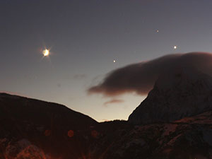 La Luna, Aldebaran, Venus y Jpiter 14/07/2012