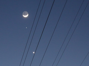 La Luna, Mercurio y Venus