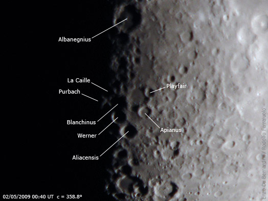 Cráteres cercanos al Lunar X